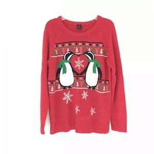 LOL Vintage Christmas Holiday Sweater Penguins